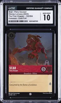 2023 DISNEY LORCANA EN 1-THE FIRST CHAPTER COLD FOIL #122 SCAR CGC 10 GEM MINT - Image 1