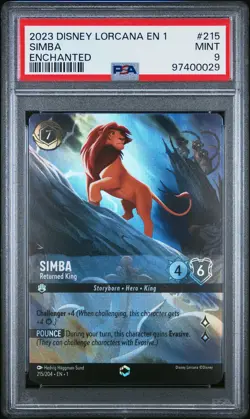 2023 DISNEY LORCANA EN 1-THE FIRST CHAPTER ENCHANTED SIMBA - RETURNED KING PSA 9 - Image 1