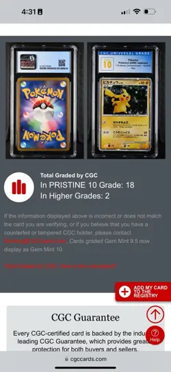 Pikachu 003/009 11th Movie Promo Card CGC Pristine 10 OLD LABEL! VERY LOW POP - Image 3