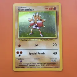 Pokemon TCG Hitmonchan Unlimited Rare Holo Card Base Set 7/102 - Image 1