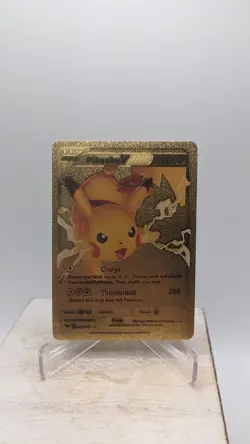 Nintendo Pokemon Pikachu V HP190 Gold Foil Metal Fan Art Card 043/185 - Image 1