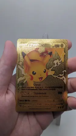Nintendo Pokemon Pikachu V HP190 Gold Foil Metal Fan Art Card 043/185 - Image 3