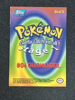 1999 Topps Pokemon Charmander #E4 of 12 Stage 1 Movie Edition Blue Topps Logo - Image 2