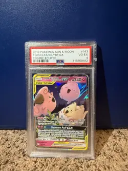 2019 POKEMON SUN MOON COSMIC ECLIPSE 143 TOGEPI&CLEFFA&IGGLYBUFF TAG TEAM -PSA 4 - Image 1