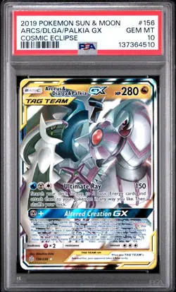 PSA 10 ARCEUS & DIALGA & PALKIA GX 156/236 TAG TEAM COSMIC ECLIPSE POKEMON 😍 - Image 1