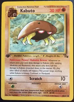 Kabuto 50/62 Common - Fossil - 1st Edition - Pokemon WOTC - Image 1
