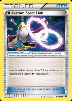 Pokemon Alakazam Spirit Link (90/132) Fates Collide LP REVERSE HOLO - Image 1