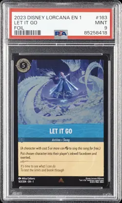 2023 DISNEY LORCANA EN 1-THE FIRST CHAPTER FOIL #163 LET IT GO PSA 9 - Image 1