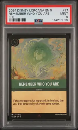 2024 DISNEY LORCANA EN 5-SHIMMERING SKIES FOIL #97 REMEMBER WHO YOU ARE PSA 9 - Image 1