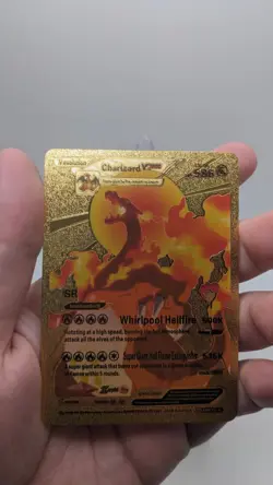 Nintendo Pokemon Charizard VMax Gold Foil Metal Fan Art Card LV.95 HP 586 - Image 3