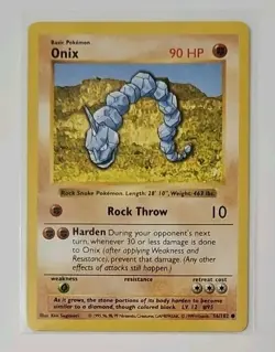 1999 Onix Pokemon Card Base Set Shadowless Uncommon 56/102 MINTY! NM+ - Image 2