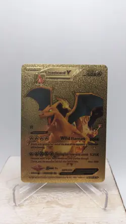 Nintendo Pokemon Evolution Charizard V LV. 91 HP508 Gold Foil Metal Fan Art Card - Image 1