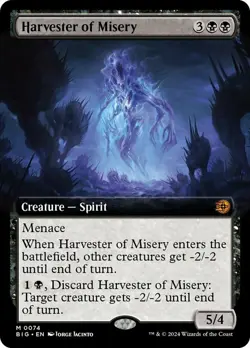 Harvester of Misery - Foil - Extended Art Magic mtg NM-Mint, English OTJ The Big - Image 1