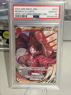 2023 ONE PIECE JPN. MONKEY D. LUFFY OP05 ST01-012 1ST ANNIVERSARY-SIG. PSA 10 - Image 1