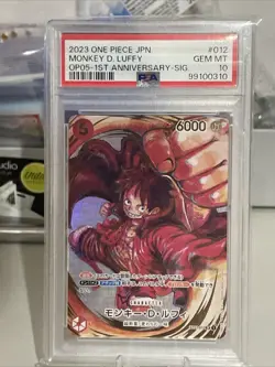2023 ONE PIECE JPN. MONKEY D. LUFFY OP05 ST01-012 1ST ANNIVERSARY-SIG. PSA 10 - Image 2