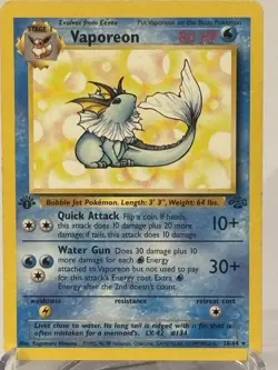 Pokemon TCG Vaporeon Jungle 28/64, Regular 1st Edition Rare Card - Image 1
