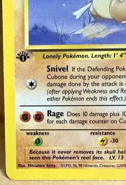 Cubone 50/64 Jungle Set 1st Edition 1999 Vintage Pokemon TCG - Image 3