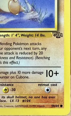 Cubone 50/64 Jungle Set 1st Edition 1999 Vintage Pokemon TCG - Image 4