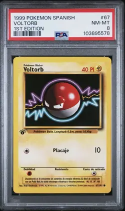 1999 Pokemon SPANISH 1st Edition Base Set Voltorb 67/102 PSA 8 NM-MT - Image 1