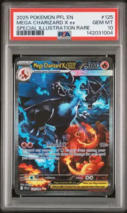 2025 POKEMON PFL EN-PHANTASMAL FLAMES #125 MEGA CHARIZARD X EX PSA 10 - Image 1