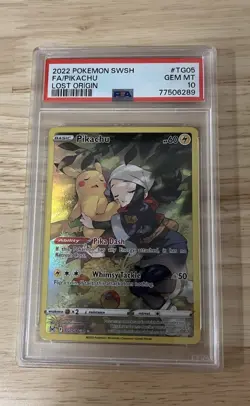 2022 Pokemon TCG Lost Origin Pikachu Full Art Trainer Gallery PSA 10 #TG05/TG30 - Image 1