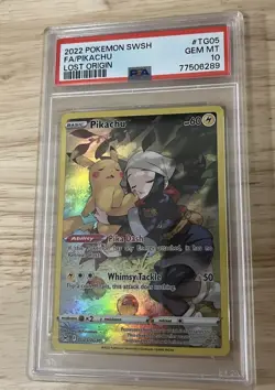 2022 Pokemon TCG Lost Origin Pikachu Full Art Trainer Gallery PSA 10 #TG05/TG30 - Image 2