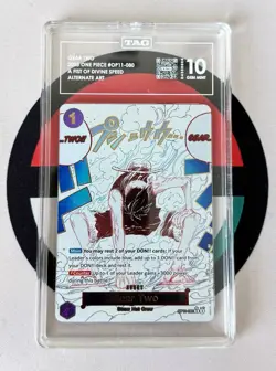 One Piece- Gear Two Monkey D Luffy Alt Art Holo OP11-080 Gem Mint 10 English - Image 1