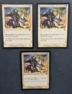 MTG 3X FOIL APOCALYPSE ANGELFIRE CRUSADER NM JAPANESE + ENGLISH COMMON WHITE - Image 4