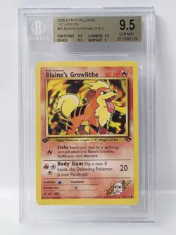 POKEMON GYM CHALLENGE 1ST EDITION #62 BLAINE'S GROWLITHE BGS 9.5 VERY NICE!! - Image 1
