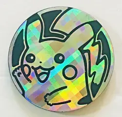 PIKACHU POKEMON Silver Holo Coin Token Plastic UNGRADED - Image 1