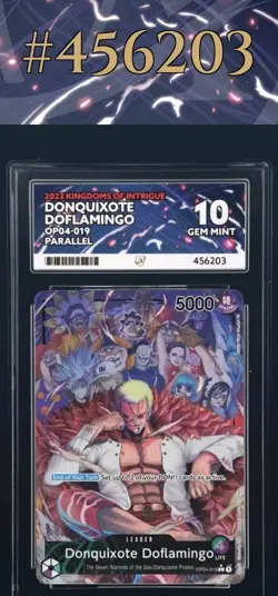 One Piece Donquixote Doflamingo AA Leader Pos Blk Label Op04-019 Ace 10 GEM MINT - Image 3