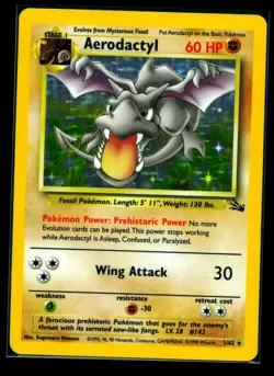 1999 Pokemon Fossil Holo Aerodactyl #1/62 - Vintage WOTC Holographic Rare NM - Image 1