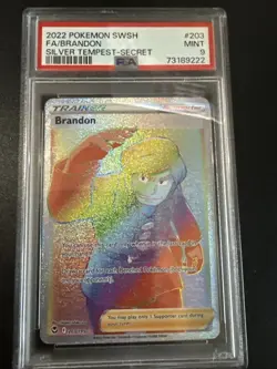 2022 POKEMON SWORD & SHIELD SILVER TEMPEST SECRET #203 FULL ART/BRANDON PSA 9 - Image 1