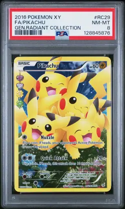 2016 POKEMON XY GENERATIONS RADIANT COLL #RC29 FULL ART/PIKACHU PSA 8 - Image 1