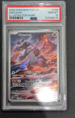 2023 POKEMON PAR EN-PARADOX RIFT ILLUSTRATION RARE #199 GROUDON PSA 10 Gem Mint - Image 1