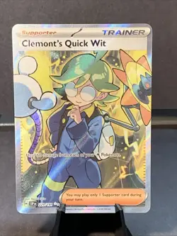 Pokemon TCG Clemont's Quick Wit 229/191 SV08: Surging Sparks Holo Ultra Rare NM - Image 1
