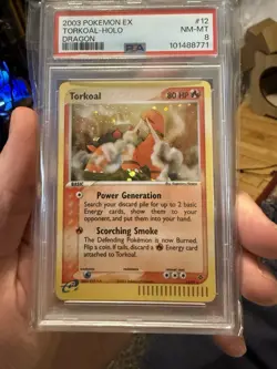 Pokemon Card Torkoal Holo Rare PSA 8 NM-Mint, Ex Dragon #12, 2003 - Image 1