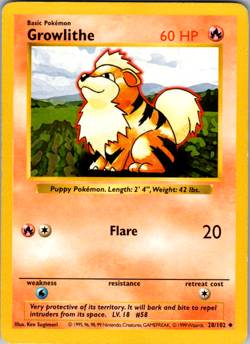 Growlithe 28/102 - Base Set 2 Rare vintage - Pokemon card - TCG English - Image 1