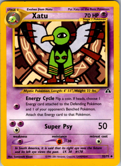 Xatu 52/75 - Pokemon TCG - RARE - Neo Discovery Card - Image 1