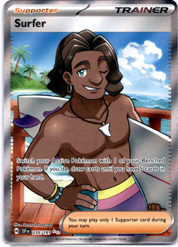 Pokemon TCG Surfer 235/191 Surging Sparks Full Art Holo Rare Near Mint - Image 1