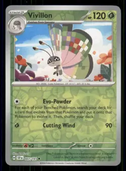 Vivillon SV08: Surging Sparks #007/191 Uncommon Reverse Holo Pokemon LP - Image 1