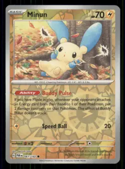 Minun SV04: Paradox Rift #061/182 Common Reverse Holo Pokemon LP - Image 1
