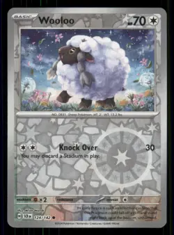 Wooloo SV07: Stellar Crown #124/142 Common Reverse Holo Pokemon LP - Image 1