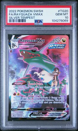 2022 POKEMON SWORD & SHIELD SILVER TEMPEST #TG20 FULL ART/RAYQUAZA VMAX PSA 10 - Image 1