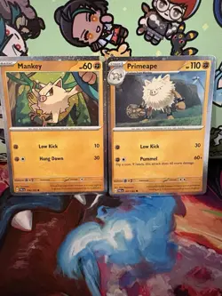 Pokemon Mankey 106/194 & Primeape 107/193 Paldea Evolved Cosmos Holo Promos NM - Image 2