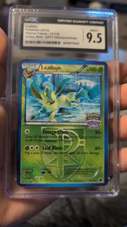 2013 Pokemon Leafeon Plasma Freeze 11/116 Cross Holo SPT Championships CGC 9 - Image 1