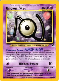 Pokemon TCG Unown [N] 50/75 Neo Discovery Regular Unlimited HP - Image 1