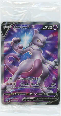 Pokemon Card Mewtwo V TCG Full Art Black Star Promo SWSH229 Sealed - Image 1
