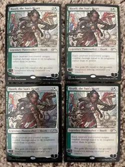 MTG- Huatli, the Sun's Heart x4 - Secret Lair Stained Glass FOIL - Image 1