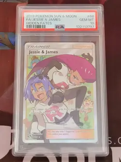 2019 Pokemon SM Hidden Fates Jessie & James #68/68 PSA 10 - Image 1